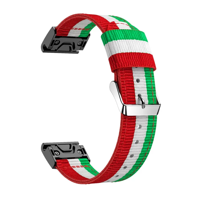 Nylon Watch Wrist Strap Replacement for Garmin Fenix 5X - Green / White / Red