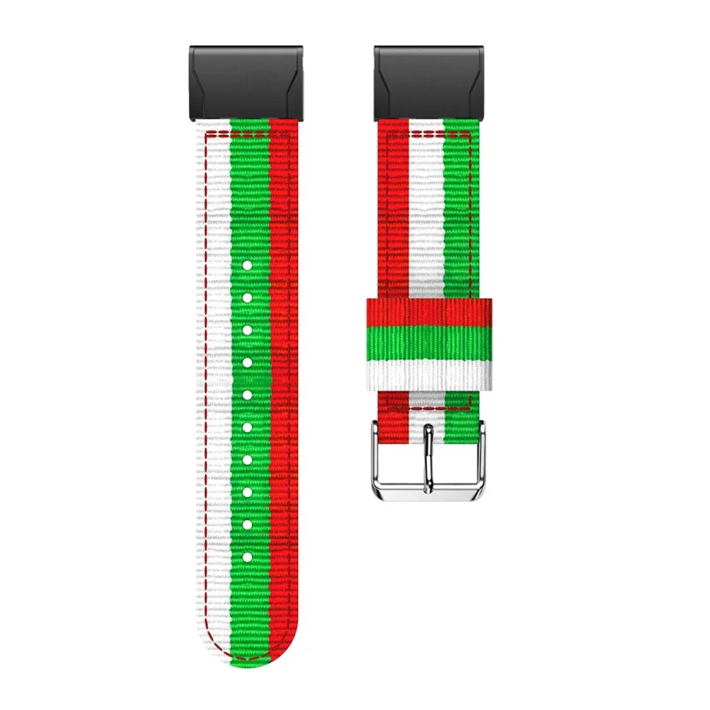 Nylon Watch Wrist Strap Replacement for Garmin Fenix 5X - Green / White / Red