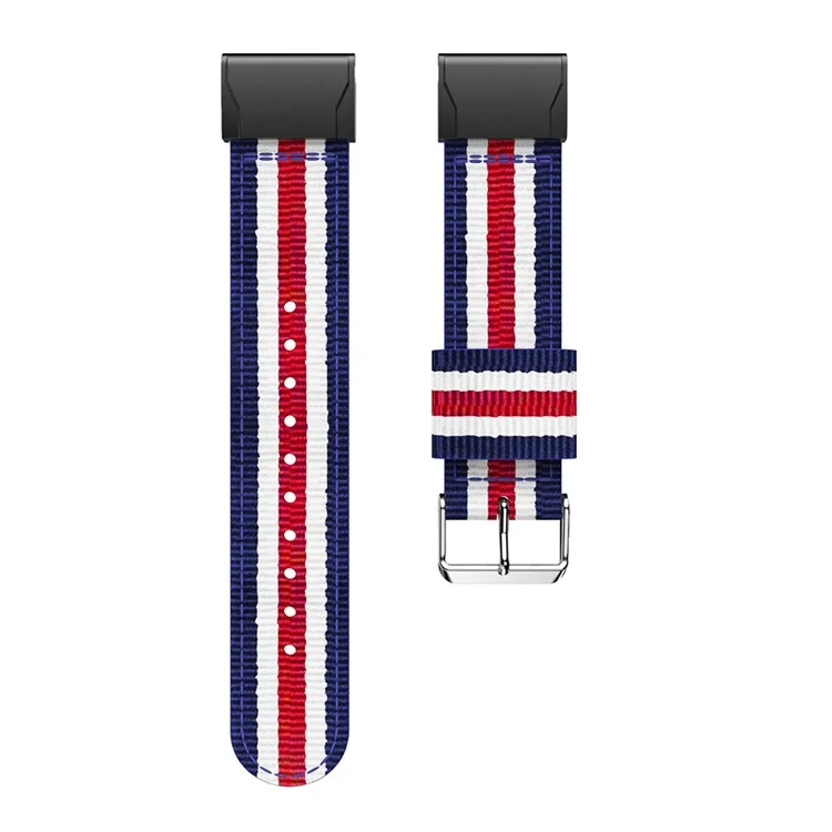 Nylon Watch Band Strap Replacement for Garmin Fenix 5 - Blue / White / Red / White / Blue