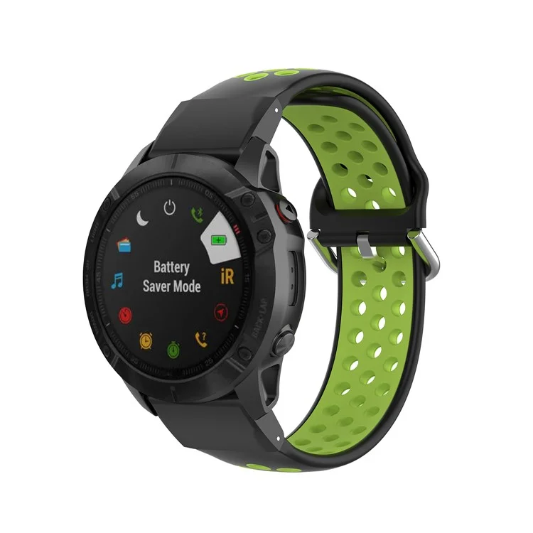 Pulseira de relógio inteligente de silicone bicolor de 26 mm para Garmin Fenix 8 51 mm / Enduro 3 / Fenix 7X / Fenix 6X / Fenix 6X GPS / Fenix 6X Pro / Fenix 5X - Preto / Verde Fluorescente