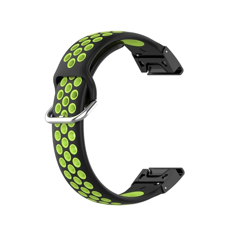 Pulseira de relógio inteligente de silicone bicolor de 26 mm para Garmin Fenix 8 51 mm / Enduro 3 / Fenix 7X / Fenix 6X / Fenix 6X GPS / Fenix 6X Pro / Fenix 5X - Preto / Verde Fluorescente
