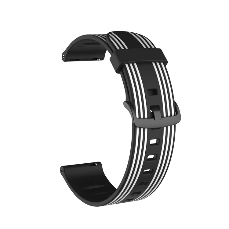 Cinghia di Silicone Bloccante in Twill da 22 mm Per Samsung Gear S3/Galaxy Watch 46mm/Huawei GT2 46mm/Huami Amazfit Watch 1/2/GTR 47mm - Nero Bianco