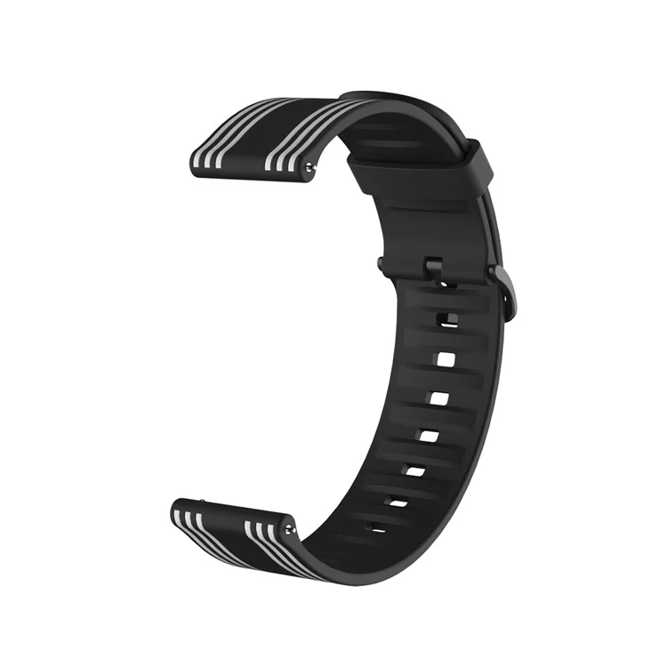 Cinghia di Silicone Bloccante in Twill da 22 mm Per Samsung Gear S3/Galaxy Watch 46mm/Huawei GT2 46mm/Huami Amazfit Watch 1/2/GTR 47mm - Nero Bianco