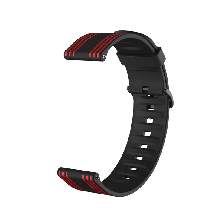 Bracelet en silicone bicolore Twill de 22 mm pour Samsung Gear S3/Galaxy Watch 46mm/Huawei GT2 46mm/Huami Amazfit Watch 1/2/GTR 47mm - Noir/Rouge