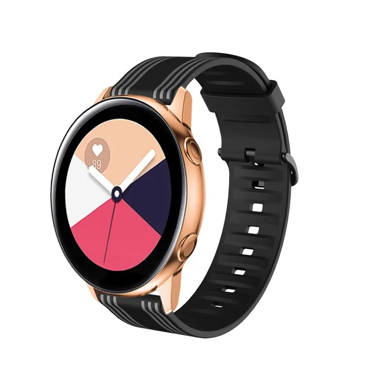 20 mm Twill Silicone Lock Band for Samsung Galaxy Watch Active1/2/Watch 42mm/Gear Sport/Huami Amazfit GTR 42mm/Bip GTS/Garmin Vivoactive 3/Move HR/Huawei Watch GT2 42mm - Black/Grey