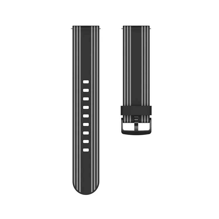 20 mm Twill Silicone Lock Band for Samsung Galaxy Watch Active1/2/Watch 42mm/Gear Sport/Huami Amazfit GTR 42mm/Bip GTS/Garmin Vivoactive 3/Move HR/Huawei Watch GT2 42mm - Black/Grey