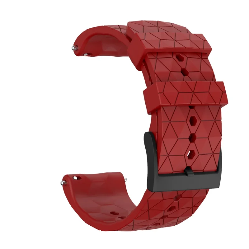 24mm Rhombic Grain Silicone Smart Watch Replacement Strap for Suunto 7/9/9 Baro/D5 - Red