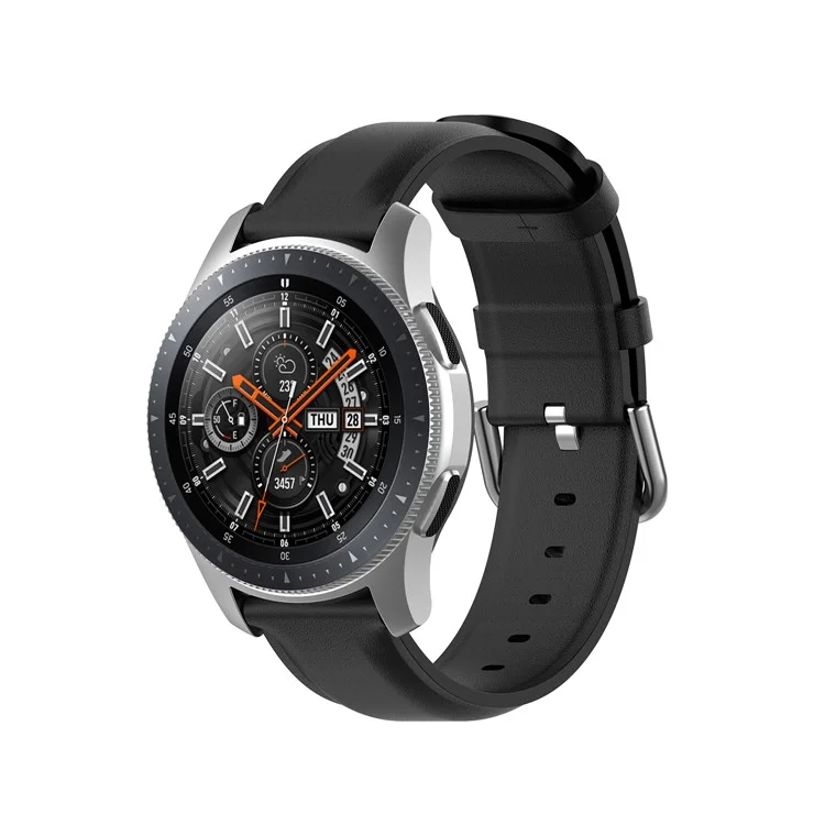 Banda de Relógio de Couro Genuíno de 22 mm Para Samsung Galaxy Watch 46mm/Gear S3/Huawei Relógio GT 2e/gt 42mm, 46mm/GT2 46mm/Huawei Relógio 3/relógio 3 Pro, Relógio Inteligente Soltagem de Cinta - Preto