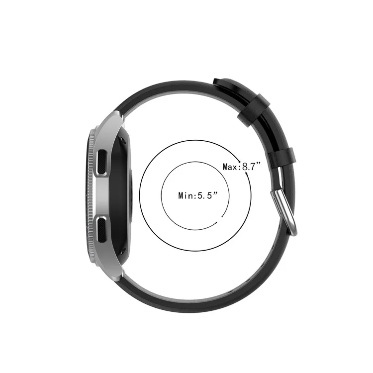 Banda de Relógio de Couro Genuíno de 22 mm Para Samsung Galaxy Watch 46mm/Gear S3/Huawei Relógio GT 2e/gt 42mm, 46mm/GT2 46mm/Huawei Relógio 3/relógio 3 Pro, Relógio Inteligente Soltagem de Cinta - Preto