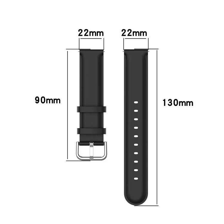 Banda de Relógio de Couro Genuíno de 22 mm Para Samsung Galaxy Watch 46mm/Gear S3/Huawei Relógio GT 2e/gt 42mm, 46mm/GT2 46mm/Huawei Relógio 3/relógio 3 Pro, Relógio Inteligente Soltagem de Cinta - Preto