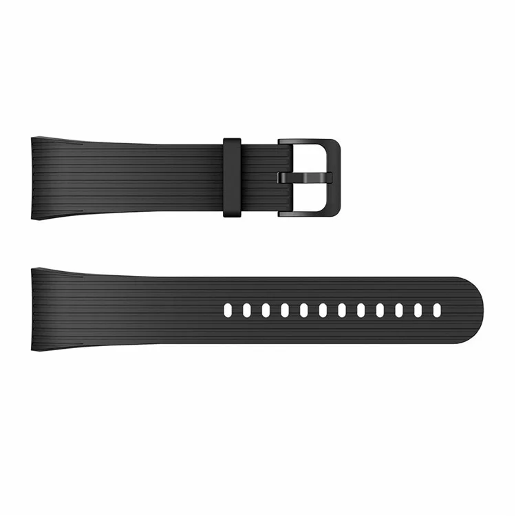 Vertical Stripes Grain Silicone Smart Watch Band Replacement [Large Size] for Samsung Galaxy Gear Fit2 pro - Black