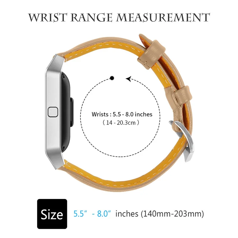 Top Layer Cowhide Leather Smart Watch Band for Fitbit Blaze - Coffee