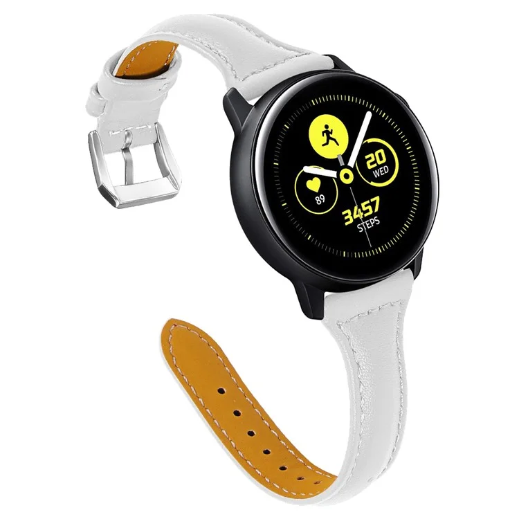 Correa de reloj de cuero genuino de 20 mm de repuesto para Samsung Galaxy Watch Active / Active 2 / Gear S3 Classic / S3 Frontier / Huami Amazfit Smart Watch Youth Edition/Sport Edition - Blanco