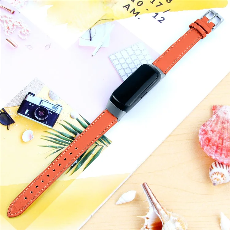 Bracelet de montre en cuir véritable pour Samsung Galaxy Gear Fit SM-R70 - Orange