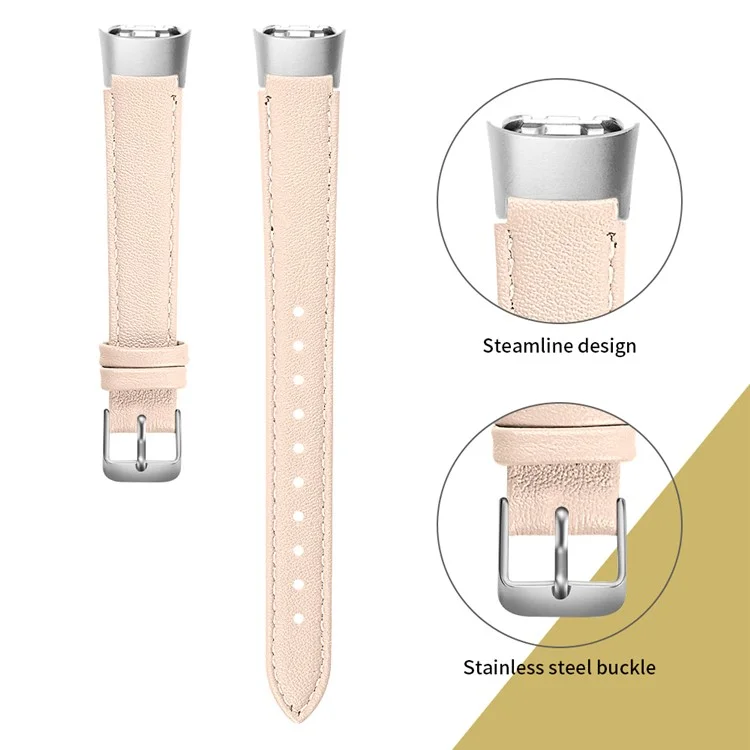 Genuine Leather Watch Strap for Samsung Galaxy Gear Fit SM-R70 - Beige