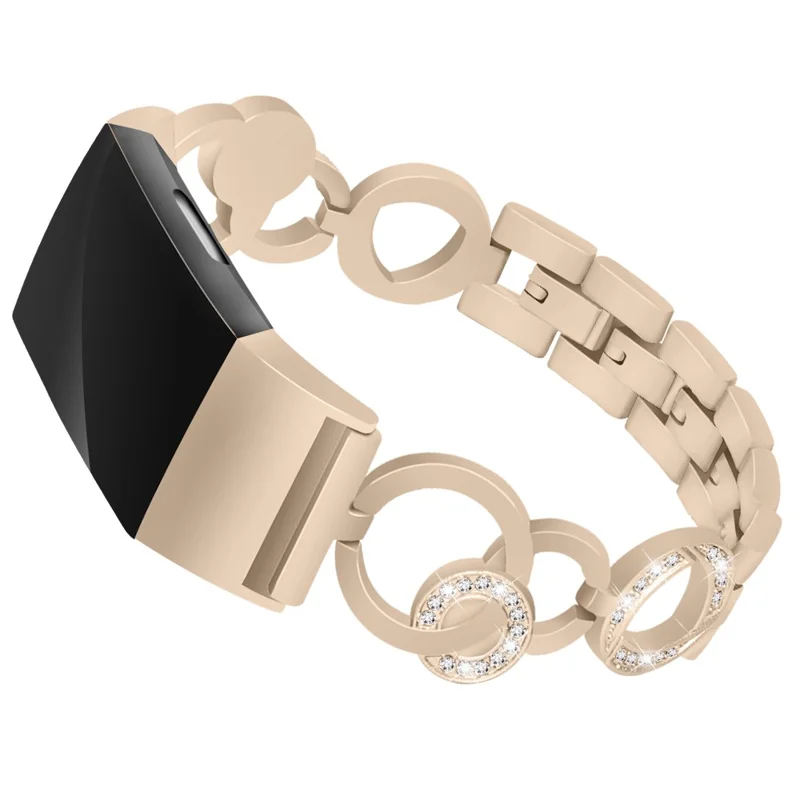 Zinc Alloy with Diamond Chain Watch Strap for Fitbit Charge 2 - Gold
