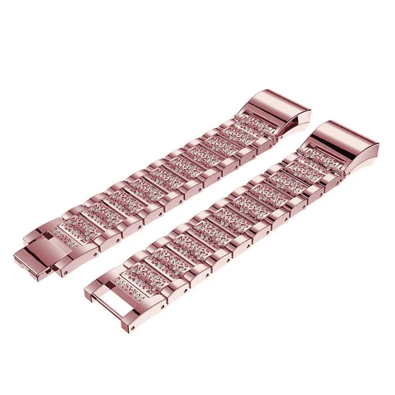 Zinc Alloy Strap Replacement Rhinestone Decor Watch for Fitbit Charge 3 / 4