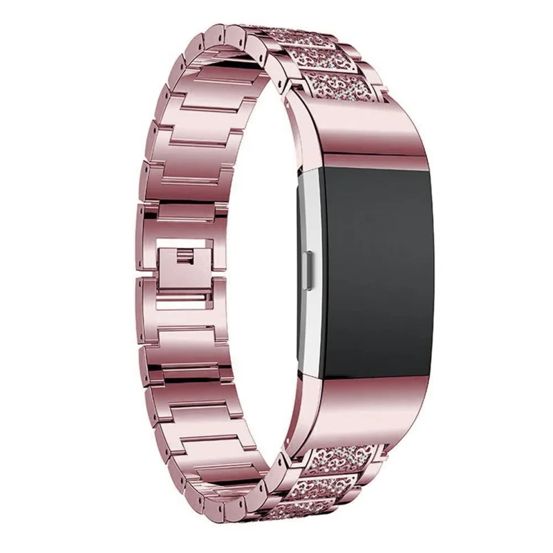 Zinc Alloy Strap Replacement Rhinestone Decor Watch for Fitbit Charge 3 / 4