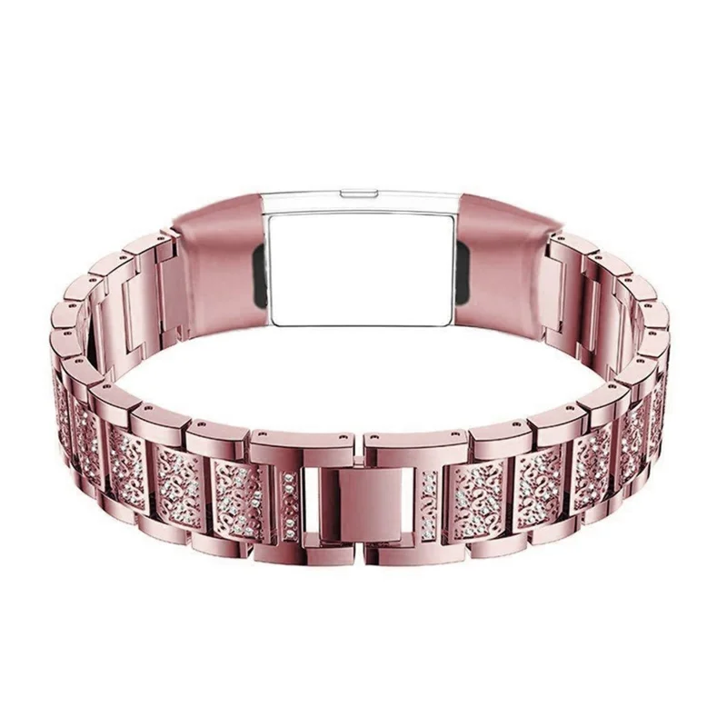 Zinc Alloy Strap Replacement Rhinestone Decor Watch for Fitbit Charge 3 / 4