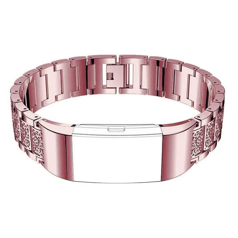 Zinc Alloy Strap Replacement Rhinestone Decor Watch for Fitbit Charge 3 / 4