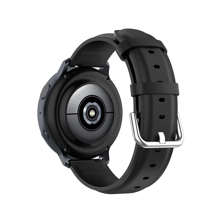 Banda de reloj inteligente de piel auténtica de 20 mm de repuesto para Samsung Galaxy Watch Active2/Huawei Watch GT 3 de 42 mm - Negro