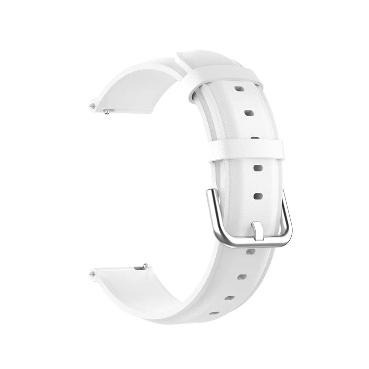 20mm Genuine Leather Smart Watch Band Replacement for Samsung Galaxy Watch Active2/Huawei Watch GT 3 42mm - White