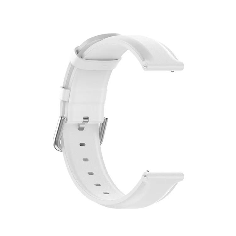 20mm Genuine Leather Smart Watch Band Replacement for Samsung Galaxy Watch Active2/Huawei Watch GT 3 42mm - White