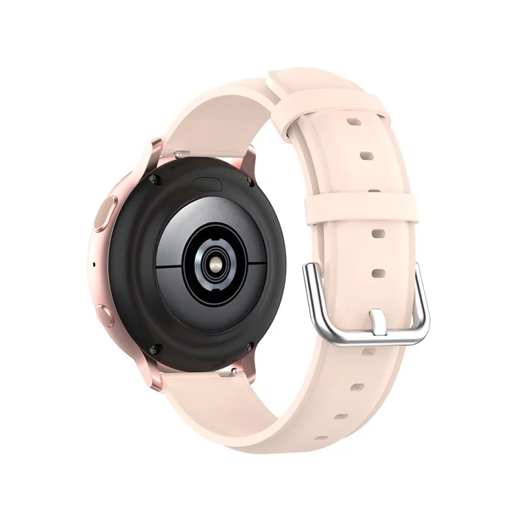 Bracelet de montre intelligent en cuir véritable de 20 mm de remplacement pour Samsung Galaxy Watch Active2 / Huawei Watch GT 3 42 mm - Rose