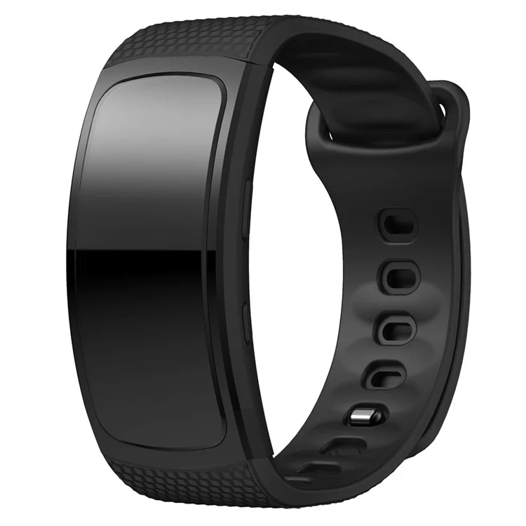 Flexible Silicone Watch Band for Samsung Gear Fit2, Large - Black