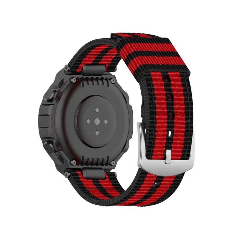 Rainbow Nylon Canvas Watch Wit Installation Ferramentas Para Amazfit T-Rex - Preto / Vermelho / Preto / Vermelho / Preto