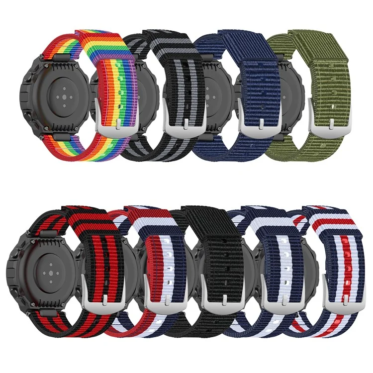 Rainbow Nylon Canvas Watch wit Installation Tools for Amazfit T-Rex  - Black/Red/Black/Red/Black