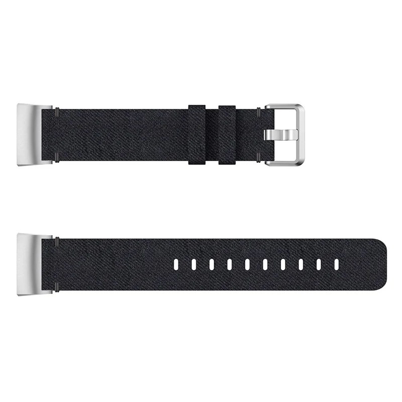 For Fitbit Charge 3/4 Canvas Watch Strap Replacement Wristband with Pin Buckle - Black