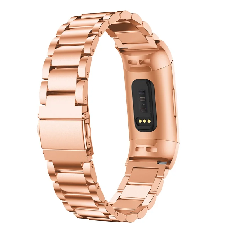 For Fitbit Charge 3/4 Stainless Steel Smart Watch Replacement Strap Watchband - Rose Gold
