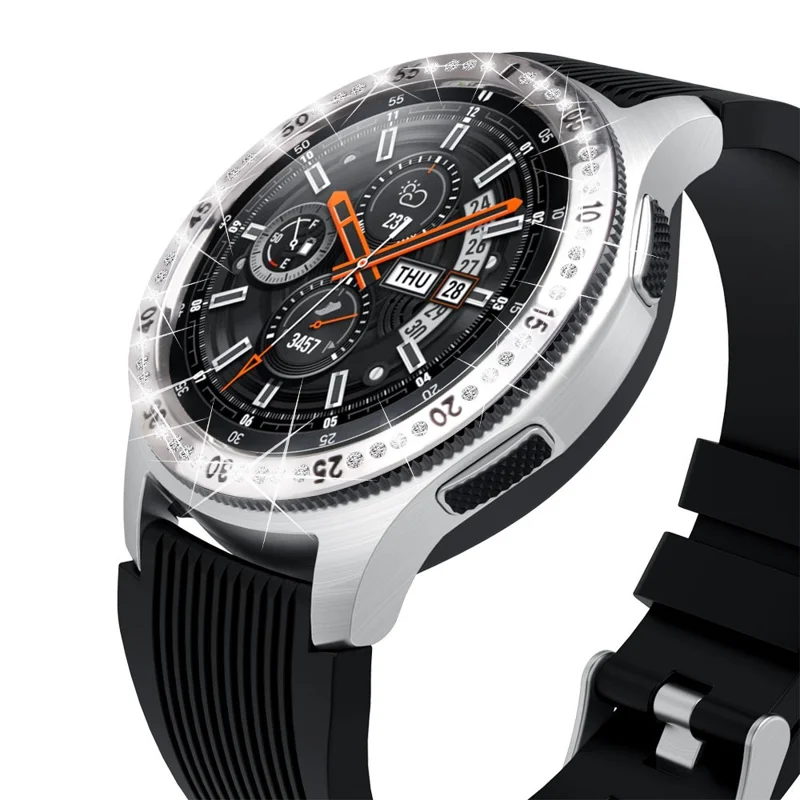 Stainless Steel Watch Bezel Ring Rhinestone Decor Index Ring for Samsung Galaxy Watch 42mm - Silver