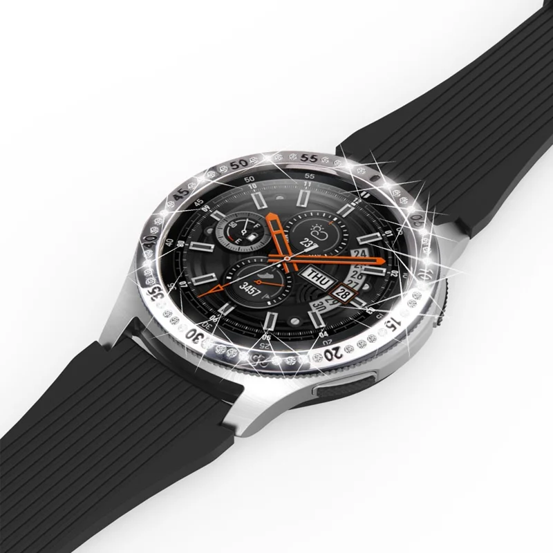 Stainless Steel Watch Bezel Ring Rhinestone Decor Index Ring for Samsung Galaxy Watch 42mm - Silver
