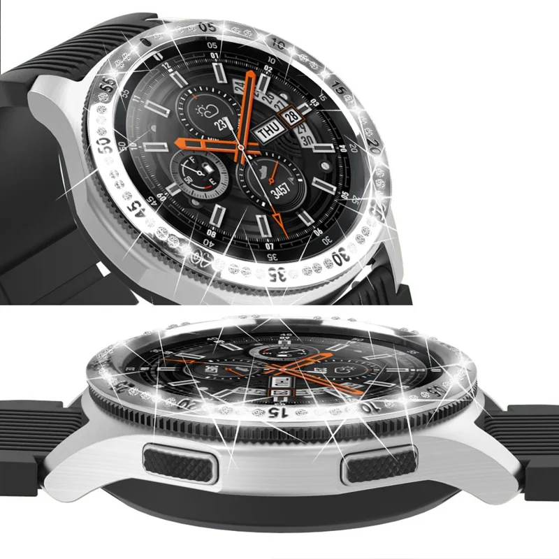 Stainless Steel Watch Bezel Ring Rhinestone Decor Index Ring for Samsung Galaxy Watch 42mm - Silver
