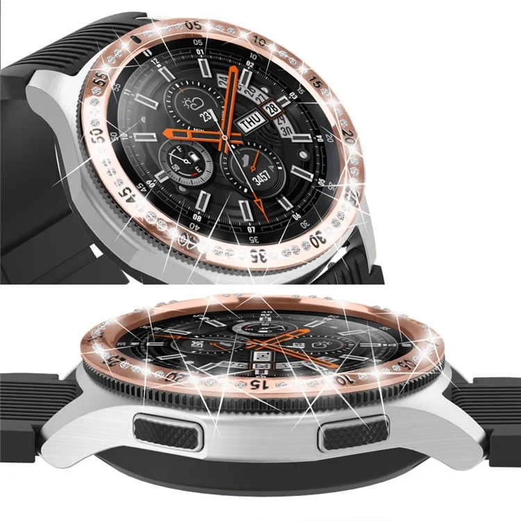 Anneau de Lunette de Montre en Acier Inoxydable Décoré de Strass pour Samsung Galaxy Watch 46mm - Or Rose