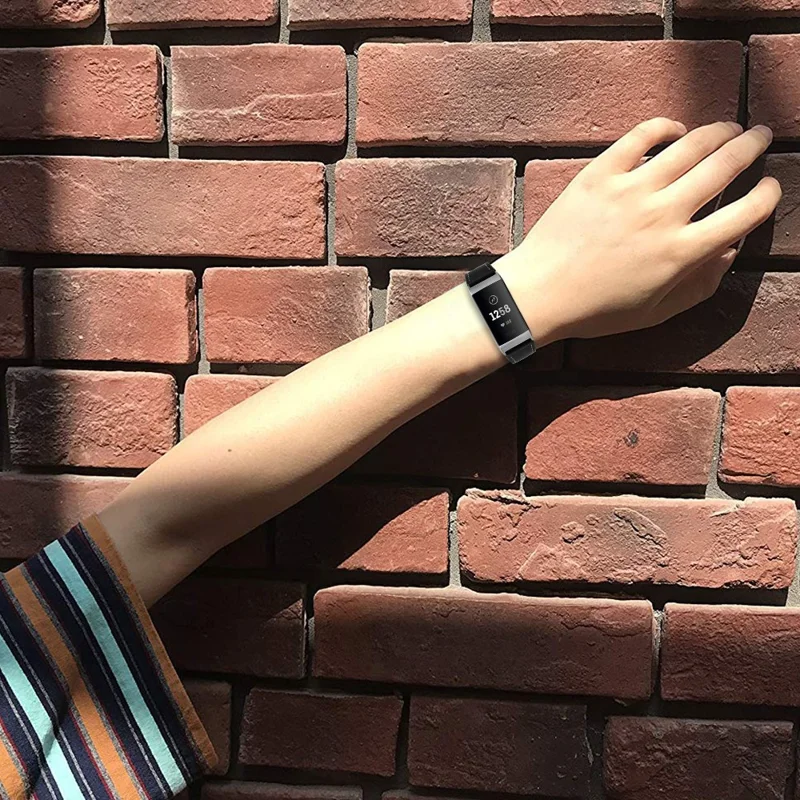 For Fitbit Charge 4/3 Watch Strap Genuine Leather Smart Watch Band Replacement - Black