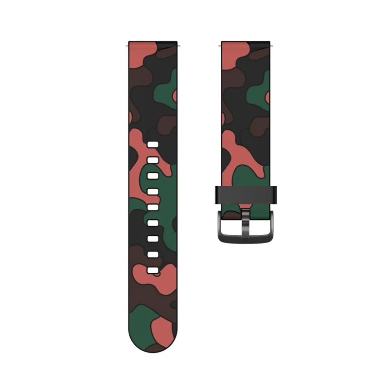 20mm Camouflage Surface with Black Buckle Silicone Watch Band for Huawei Watch GT 2 42mm / Huami Amazfit Watch Youth Edition - Red