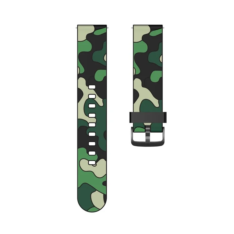 22mm Camouflage with Black Buckle Silicone Watch Band for Huawei Watch GT 2 46mm/GT/GT 2e - Army Green