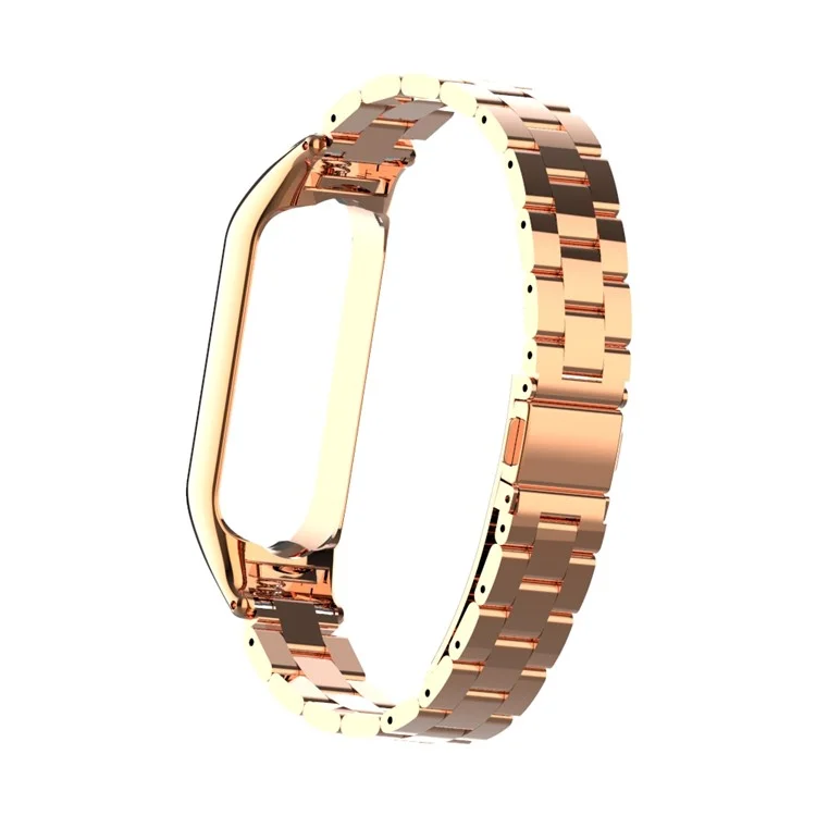Three Beads Stainless Steel Watch Strap Replacement Band for Xiaomi Mi Band 5 - Rose Gold