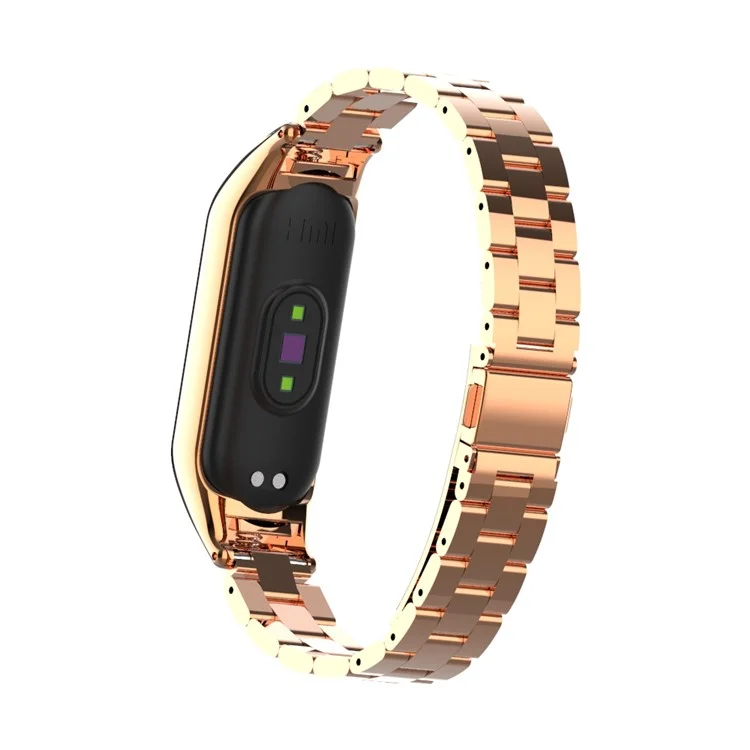 Three Beads Stainless Steel Watch Strap Replacement Band for Xiaomi Mi Band 5 - Rose Gold