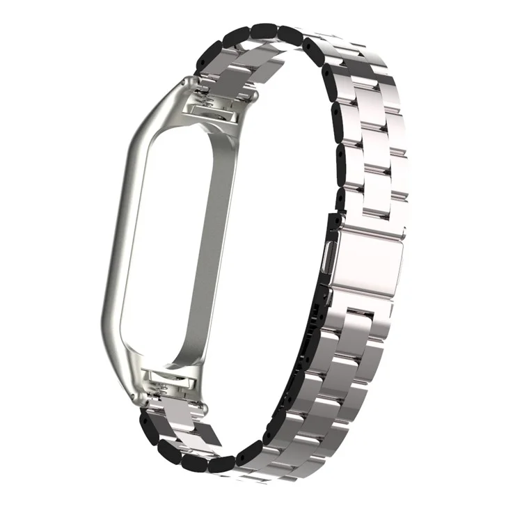 Drei Perlen Edelstahluhrenarmband Ersatzband für Xiaomi Mi Band 5 - Silber