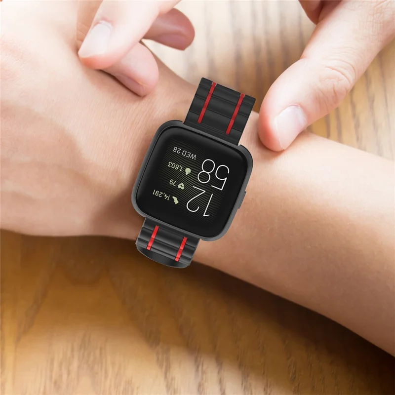 Wavy Textured Silicone Watch Band Strap for Fitbit Versa/2/Lite - Red