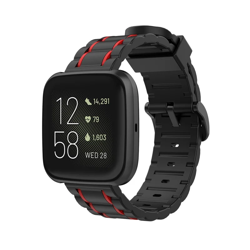 Wavy Textured Silicone Watch Band Strap for Fitbit Versa/2/Lite - Red