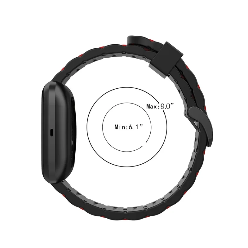 Wavy Textured Silicone Watch Band Strap for Fitbit Versa/2/Lite - Red