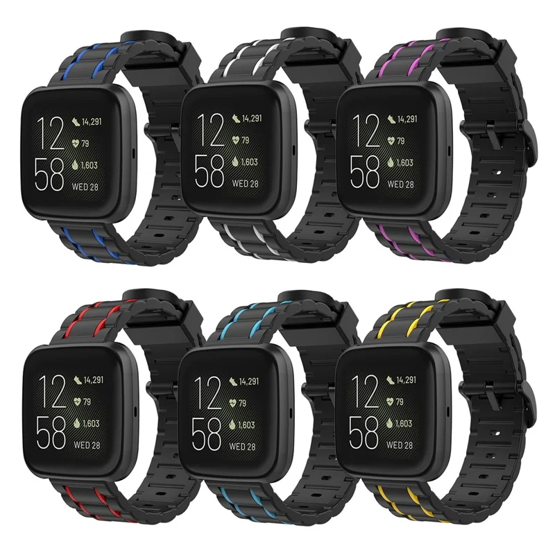 Wavy Textured Silicone Watch Band Strap for Fitbit Versa/2/Lite - Red