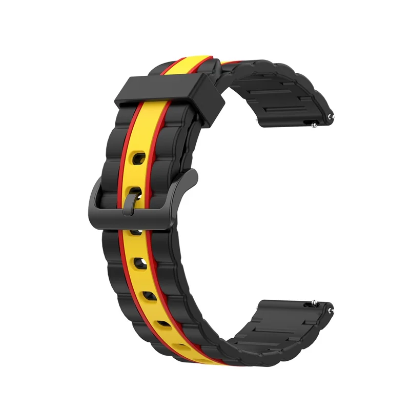 Wavy Square Textured Silicone Watch Band Strap for Fitbit Versa/2/Lite - Black/Red/Yellow
