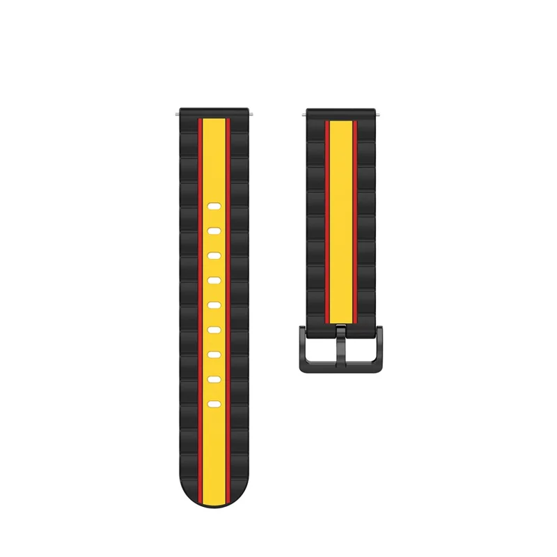 Wavy Square Textured Silicone Watch Band Strap for Fitbit Versa/2/Lite - Black/Red/Yellow