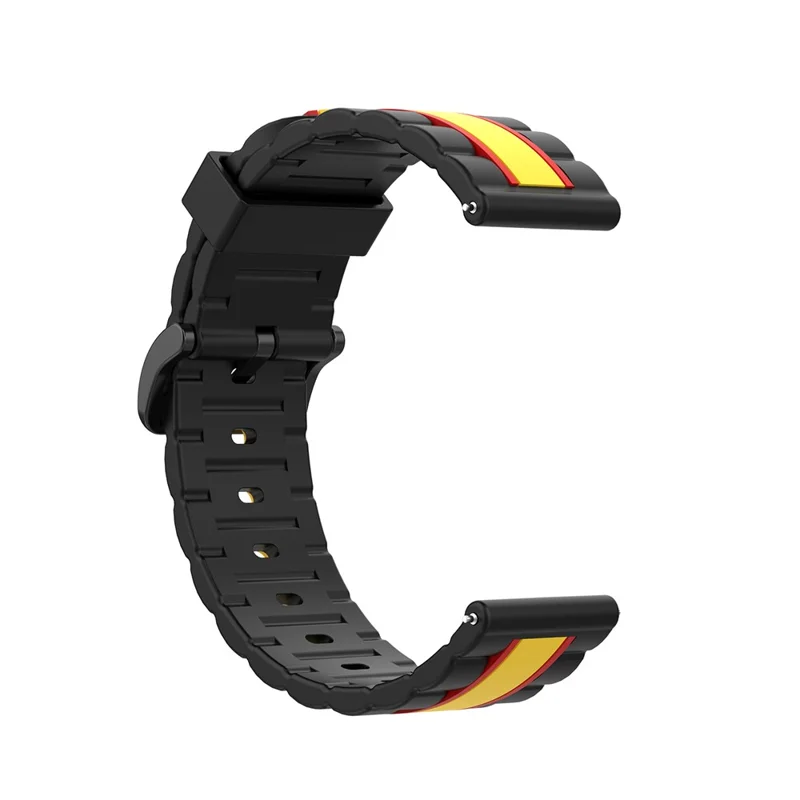 Wavy Square Textured Silicone Watch Band Strap for Fitbit Versa/2/Lite - Black/Red/Yellow